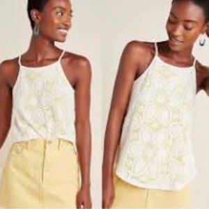NWOT | Anthropologie Lace Overlay Cosette High Neck Top